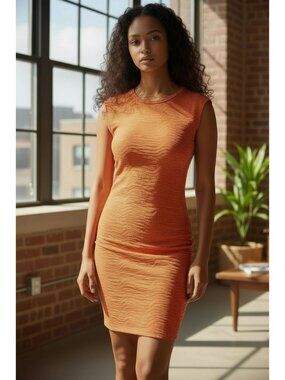 CUT BY YIGAL AZROEL Orange Patterned Stretch Mini Dress Sz XS